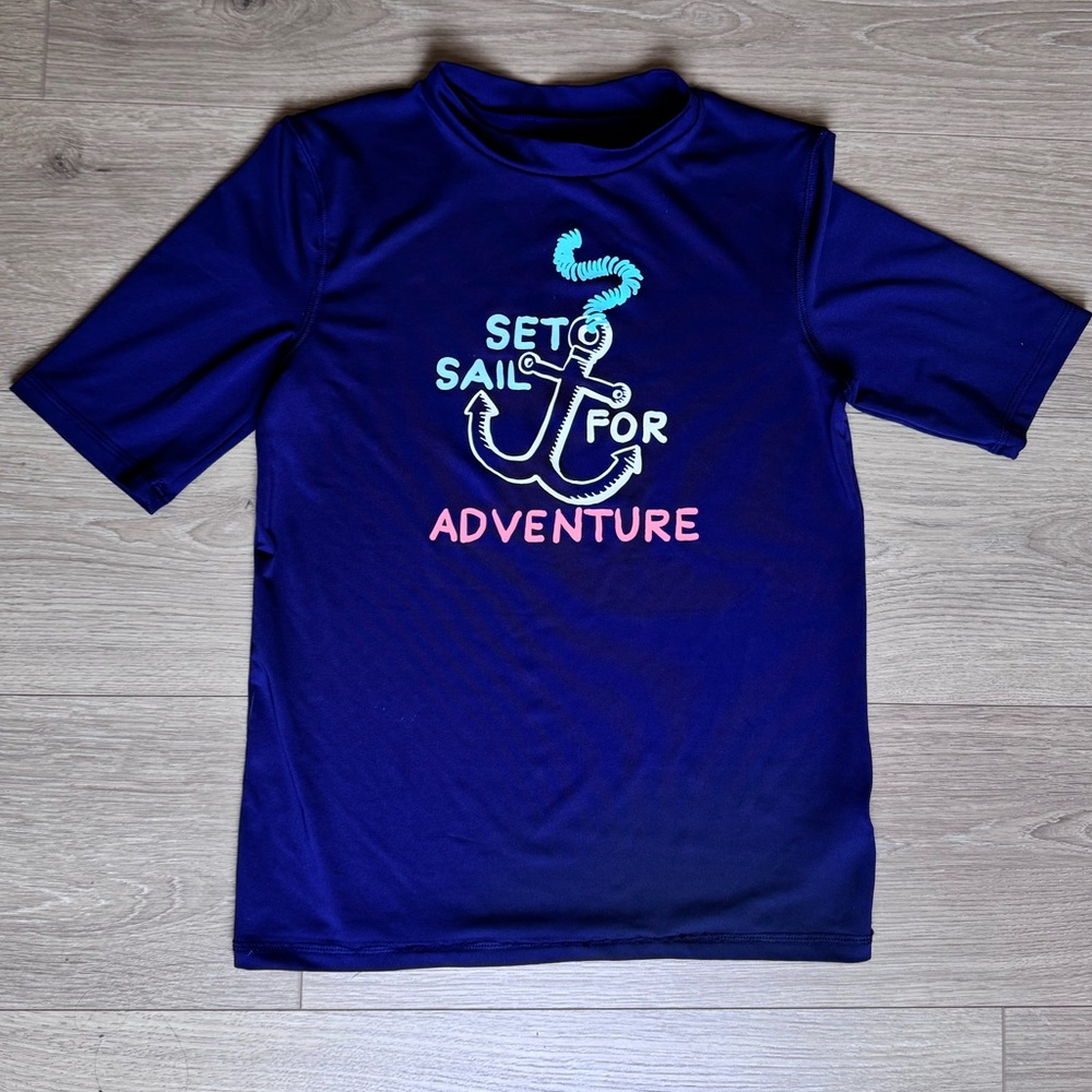 Cat & Jack Kids Navy‎ Blue Adventure Swim Shirt UPF 50+ Size L 12/14